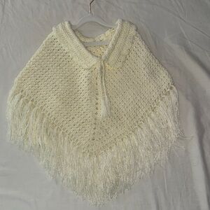 Handmade Cream Kids One Piece Poncho